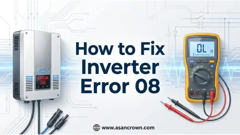Fixing Error 08 bus high voltage on solar inverter with digital multimeter